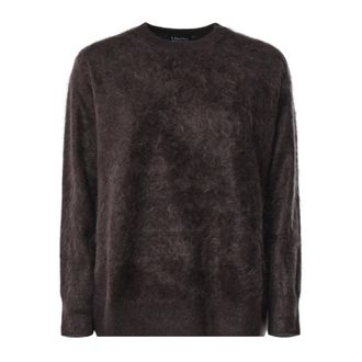 Max Mara Gebreide trui met ronde hals van geborsteld puur kasjmier - Dames - Truien - Bruin - Maat: M Kasjmier
