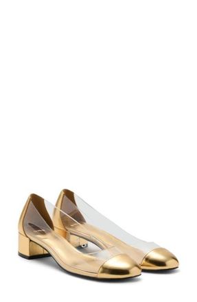 Mango Cap Toe Pump in Gold at Nordstrom, Size 6.5Us