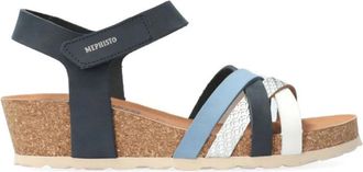 Mephisto Lichtgewicht kruisband sandaal met Soft-Air technologie - Dames - Sleehakken - Blauw - 41 EU - Schoenen