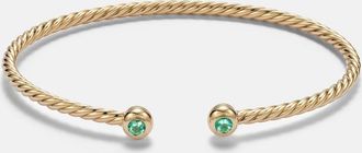 David Yurman Cablespira Flex Micro 18kt gold cuff bracelet with emeralds