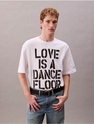Calvin Klein Mens Marc Hundley Pride Love Is A Dance Floor Relaxed T-Shirt - White - 2XL