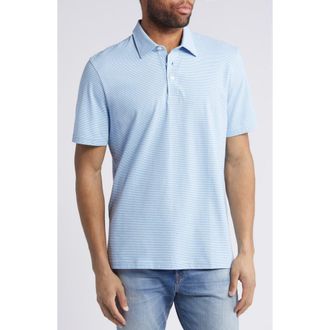 Faherty Movement Stripe Piqu&eacute; Polo in Clean Lake Feeder at Nordstrom Rack, Size Medium