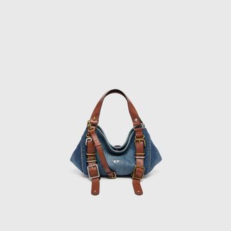 Diesel D-One-Small top-handle bag in denim and leather - Handbags - Woman - Blue