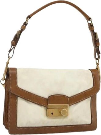 Prada Pre-owned Shoulder Bags, female, Beige, Size: ONE SIZE Pre-owned Vintage Nylon Shoulder Bag