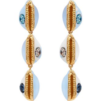 Oscar De La Renta Cowrie Shell Drop Earrings in Sky at Nordstrom