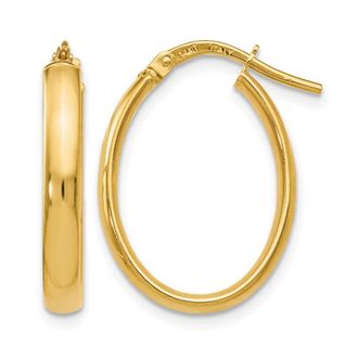 Diamond2Deal 14K Yellow Gold Oval Shape Hoop Earrings
