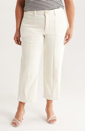 Kut from the Kloth Patch Pocket High Waist Crop Wide Leg Jeans in Ecru at Nordstrom, Size 24W