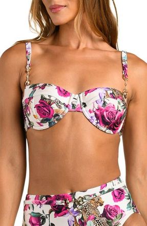 L'agence Alexandria Rose Leopard Underwire Bikini Top in White Multi at Nordstrom, Size X-Large
