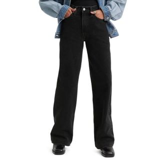 Levi's Ribcage Jeans Womens Black Denim Cotton Wide Leg Pockets GBO4075