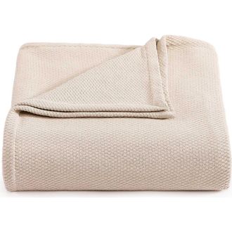 Tommy Hilfiger Cotton Piqu&eacute; Throw Blanket in Beige at Nordstrom Rack, Size Full/queen