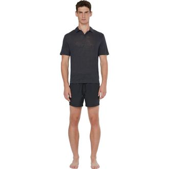 Onia Shaun Linen Polo in Gunmetal at Nordstrom, Size Small