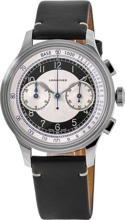 Longines Heritage Classic Chrono Automatic Silver Dial Leather Strap Mens Watch L2.830.4.93.0
