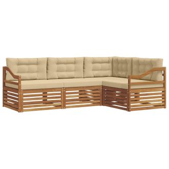 vidaXL Conjunto De Sof&aacute;s De Exterior Con Coj&iacute;n 4 Pcs Natural Y Beige Vidaxl