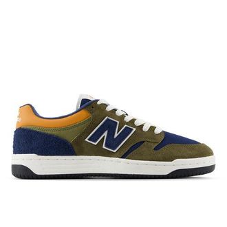 New Balance Unisex 480P in Marrone/Blu, Pelle Scamosciata/Rete, Taglia 41.5