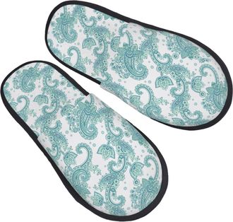 Generic Fluffy Slippers Light Green Flower Pai-Sley Soft Fleece Slippers Warm Anti-Slide Slipper For Room Home Indoor L