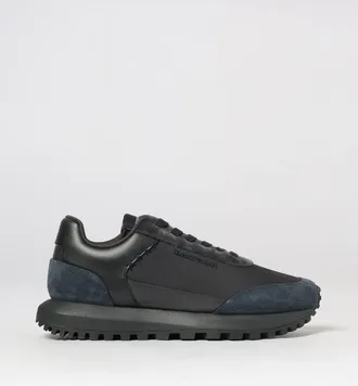 Emporio Armani Sneakers low-top bicolore in pelle e mesh con suola dentellata