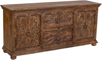 Wanderlust Deco Aparador de madera artesanal marr&oacute;n 165x45x76h cm