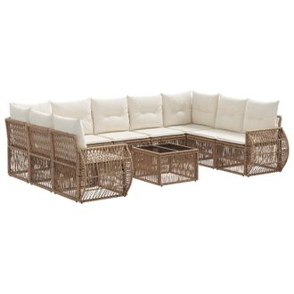 vidaXL Conjunto De Sof&aacute;s De Jard&iacute;n 10 Pcs Beige Y Blanco Crema Vidaxl