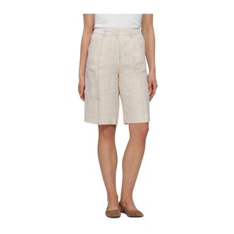 Selected Slfida MW Linen Bermuda Shorts - Dames - Korte broeken - Beige - Maat: XS Linnen
