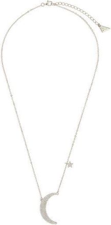 Sterling Forever Cubic Zirconia Crescent Pendant Necklace in Silver at Nordstrom Rack