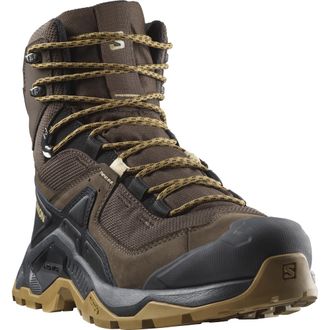 Salomon Wanderschuh SALOMON QUEST ELEMENT GORE-TEX, Herren, Gr. 44, schwarz (delicioso, schwarz, dull gold), Leder, Schuhe Wanderschuh, wasserdicht