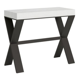 Itamoby Consolle Allungabile 90x40/300 Cm Xenia Bianco Frassino Telaio Antracite