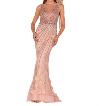 Terani Couture Radiant Bodice Maxi Dress In Champ /blush