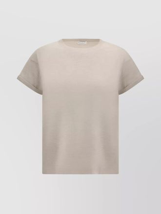 Brunello Cucinelli cashmere silk knitted boat neck short sleeve top