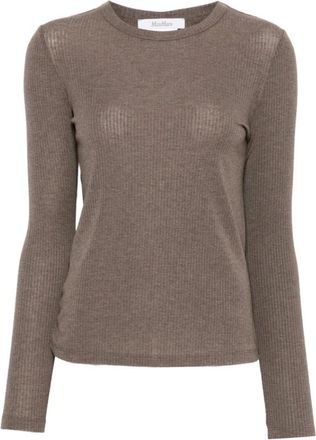 Max Mara Trui met ronde hals - Dames - Ronde hals truien - Bruin - M - Truien & Vesten
