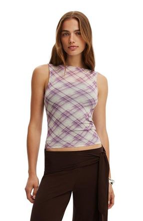 Cotton On Womens Maxi Mesh Tank in Mila Check Digital Violet at Nordstrom, Size Xx-Small