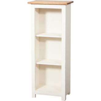 Biscottini International Peque&ntilde;a Biblioteca De Estilo Country De Madera Maciza De Tilo Armazon Blanco Envejecido Plan Acabado Con Efecto Natural