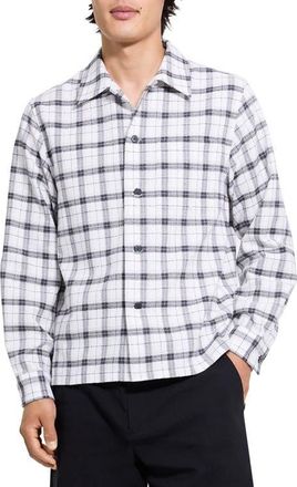 Theory Button-Up in Checked Cotton Shirt in Black Multi at Nordstrom, Size Xx-Large