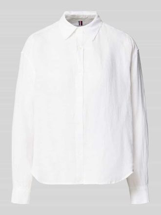Tommy Hilfiger Oversize Bluse aus reinem Leinen in Weiss, Gr&ouml;&szlig;e XS