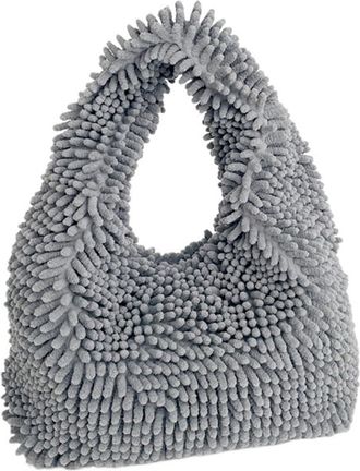 Generic Womens Plush Bags Plush Bag Purse Handbags Vintage Furry Ladies Shoulder Bags Fashion Girls Underarm Casual Tote(Grey)
