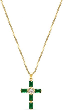 Nialaya crystal-embellished cross-charm necklace - women - Gold Plated Steel/Cubic Zirconia - One Size