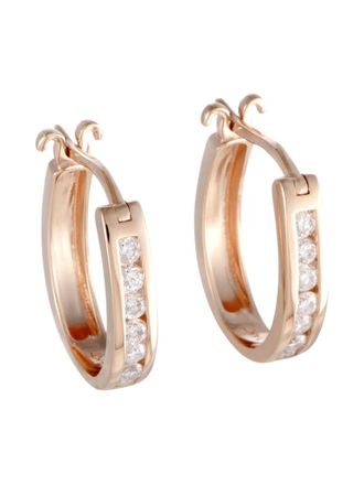 Luxury Bazaar 14kt roségouden kleine ovalen oorbellen met diamant