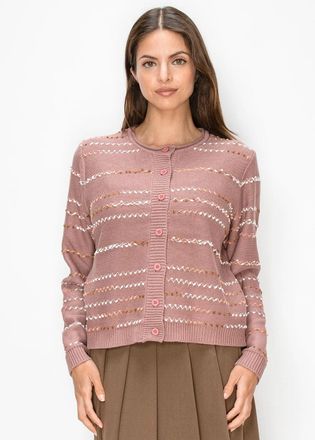 YAL New York Textured Stripe Cardigan, Dusty Pink