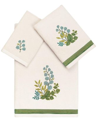 Linum Home Textiles 100% Turkish Cotton Botanica 3Pc Embellished Towel Set