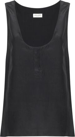 Saint Laurent Sleeveless Tops, female, Gray, XS, Henley Tank Top