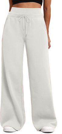 Generic Womens Jogging Bottoms, Elasticated High Waist Sweatpants, Sports Trousers, Loose Fit Straight Wide Leg Trousers, Solid Color Drawstring Palazzo Pants