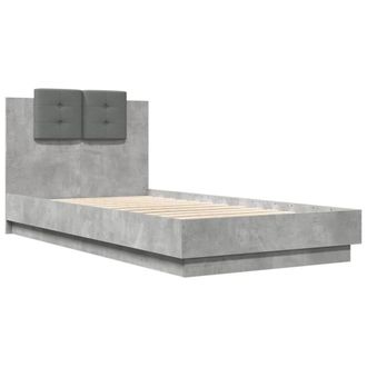 Berkfield Home Durable Bed Frame with LED Frame Concrete Grey 75x190 cm Small Single