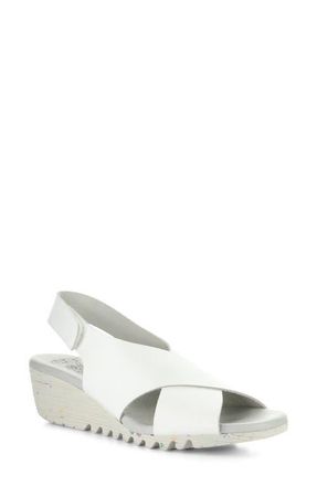 FLY London Orfy Slingback Wedge Sandal in White at Nordstrom, Size 10-10.5Us