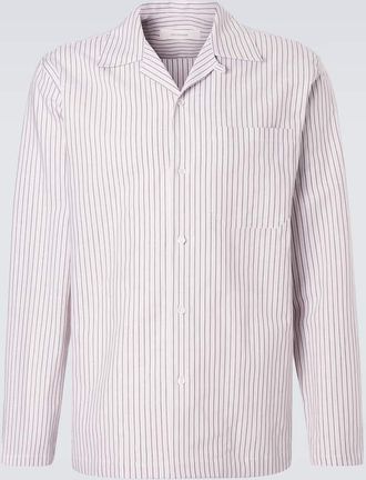 Umit Benan Camisa Havana de lino y algod&oacute;n a rayas