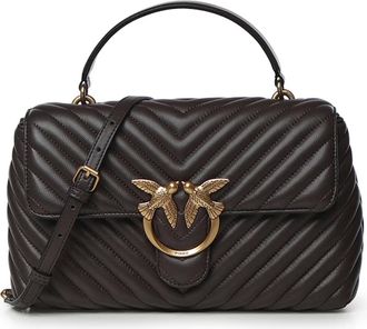 Pinko Pinko, Tassen, Dames, Bruin, ONE Size, Leer, Love Lady Puff Chevron Bag