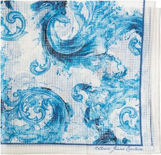 Versace Jeans Couture Silky Scarves, female, Blue, Size: ONE SIZE Barocco Pattern Scarf