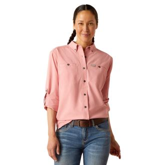 Ariat Womens Rebar Made Tough 360 AirFlow DuraStretch Work Shirt Long Sleeve in Mauveglow, Size X-Small, by Ariat