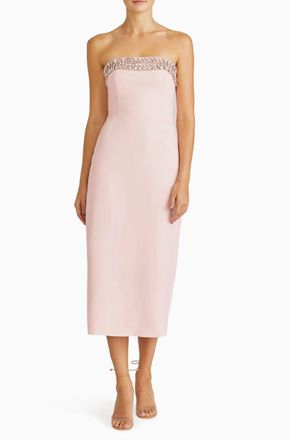 Monique Lhuillier Milana Strapless Mini Dress In Pearl Pink