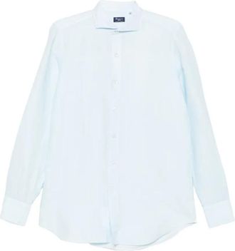 Finamore 1925 Napoli Shirt - Heren - Zakelijke Overhemden - Blauw - L - Katoen - Overhemden
