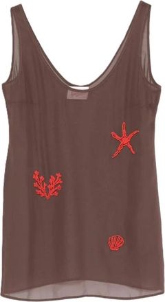 MC2 Saint Barth Raya Mini Jurk - Dames - Korte kleedjes - Bruin - L - Polyester - Kleedjes