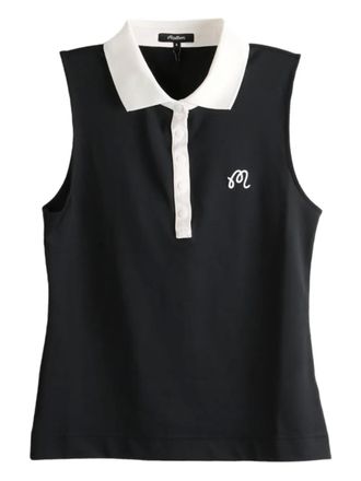 Malbon Golf Claudia sleeveless embroidered polo top - Nero